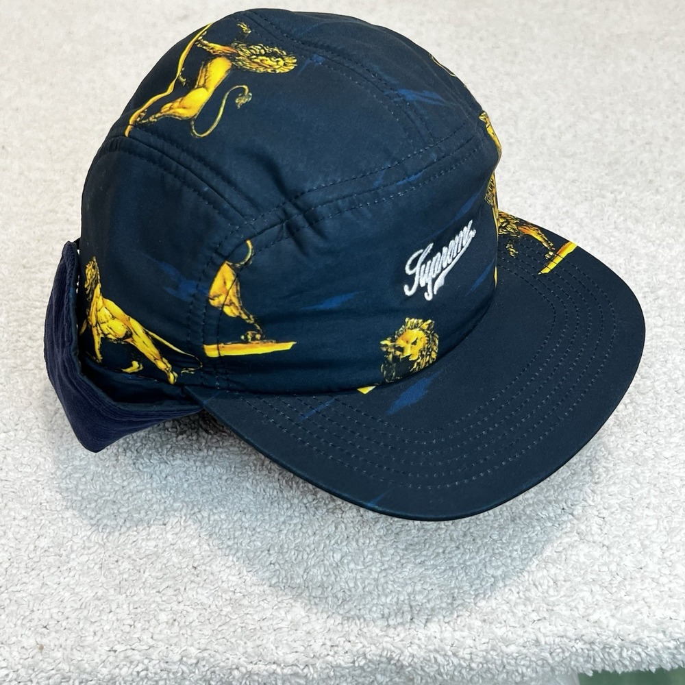 Supreme Lions Trail Hat S/M Navy Gold Earflap Camp Cap Box Logo FW13H65 NWT⁠ - Picture 5 of 9